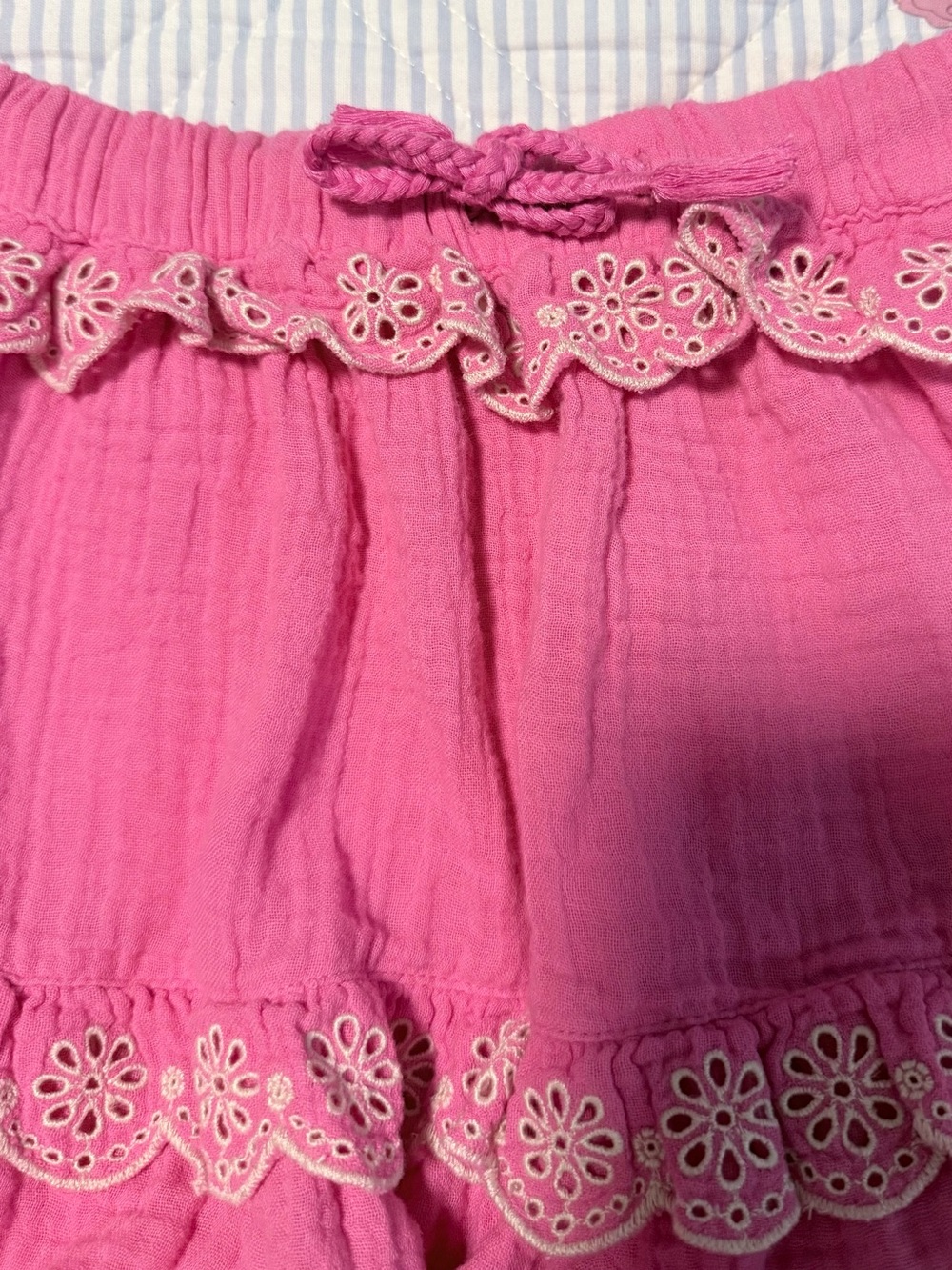 Mini Boden Bright Pink Tiered Eyelet Trim Skirt - Picture 3 of 6